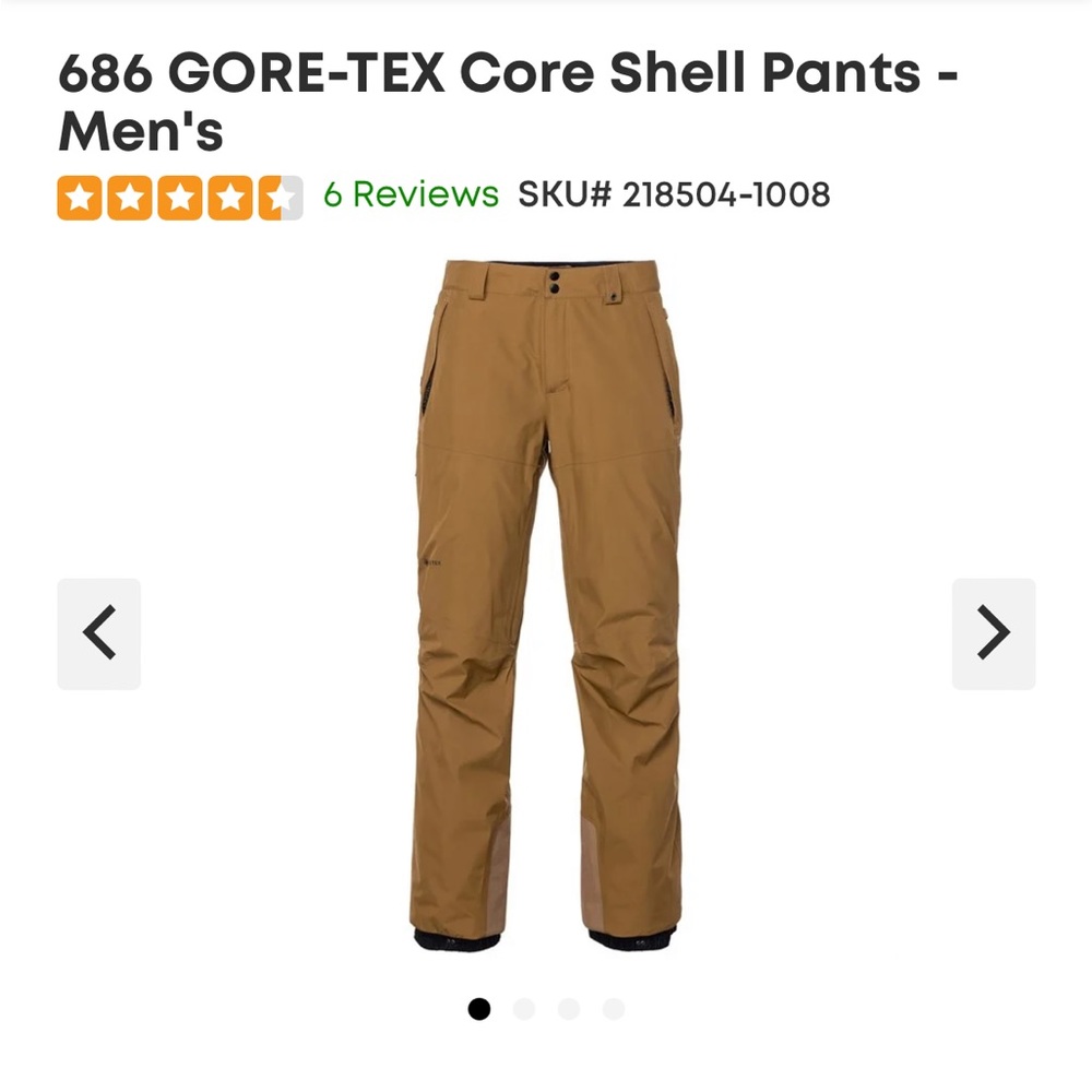 686 Men Gore Tex Shell Pant NWT
